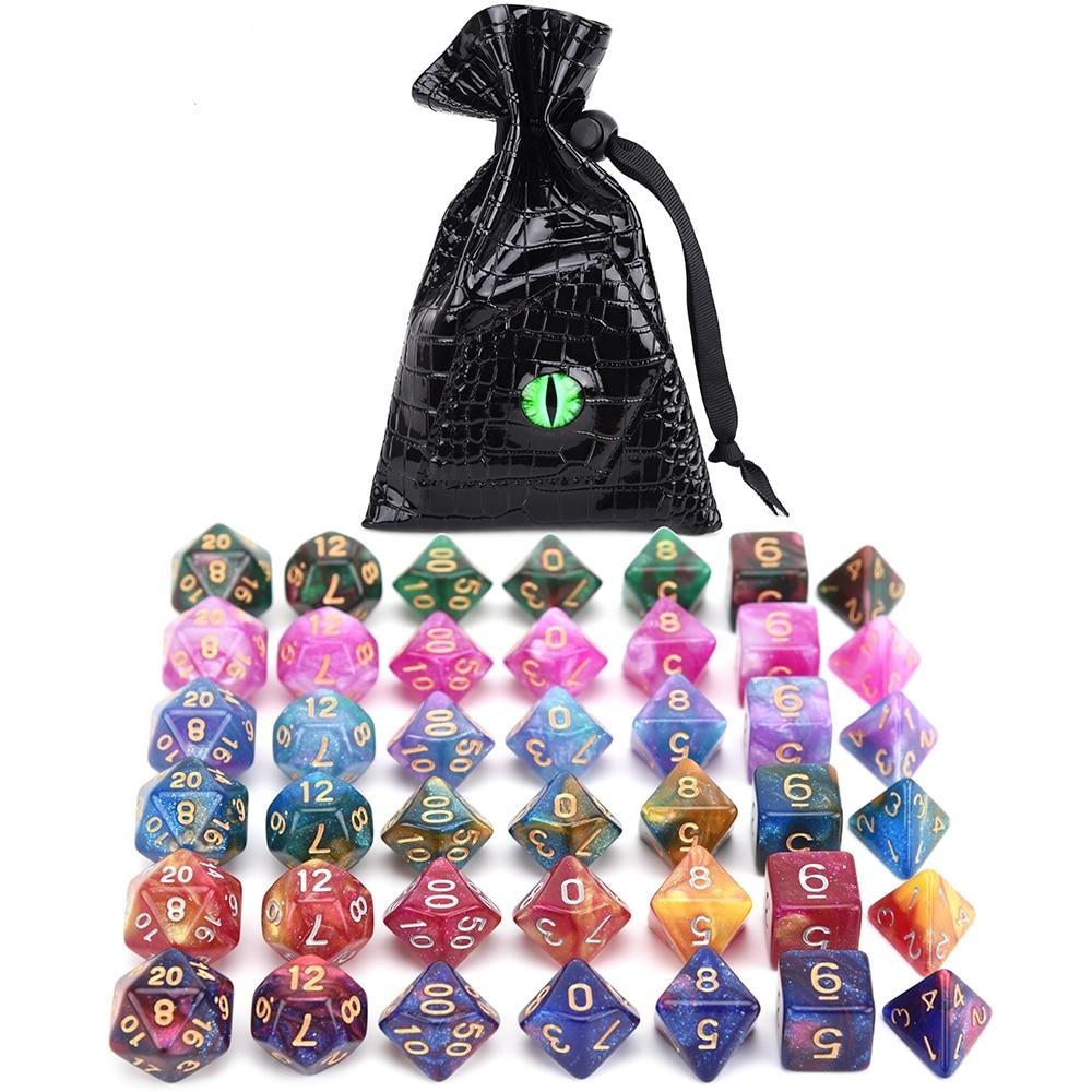 The Ultimate Gamers Bundle - 6 Sets of Galaxy Acrylics w/ Dice Bag
