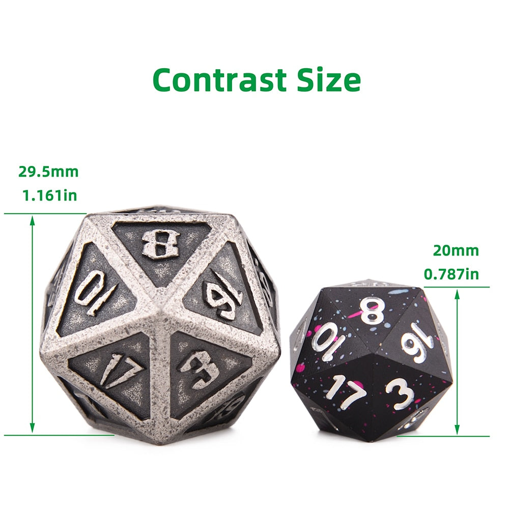 Giant Silver Metal 20 Sided Dice D20 – Masters and Magic™