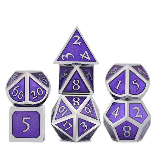 Purple & Silver Dice Set