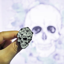 Load image into Gallery viewer, RPG D20 Skull Dice Enamel Pin