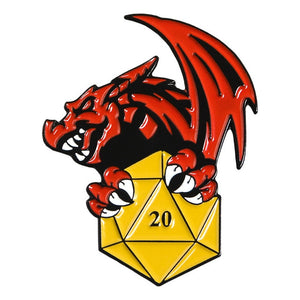 D&D Dice Enamel Pin | "Misadventure Awaits" D20 Design