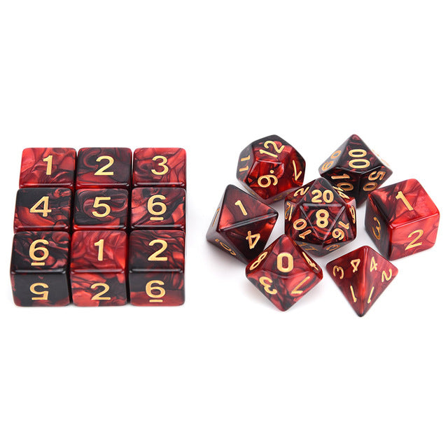 Fire Red 16 Pieces Marble Gemstone Dice Set