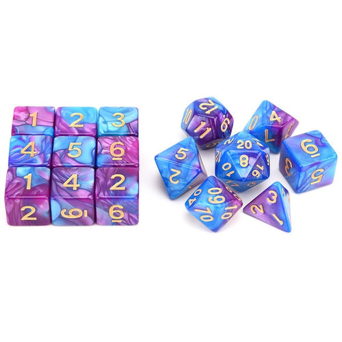 Purple Turquoise 16 Pieces Gemstone Marble Dice Set