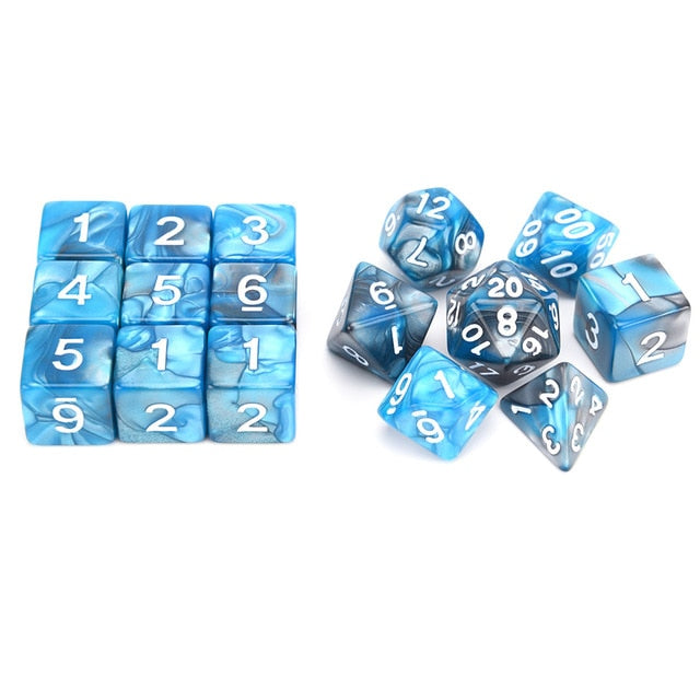 Azure 16 Pieces Marble Gemstone Dice Set