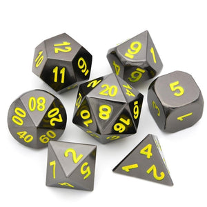 Yellow Chrome Cyberpunk Metal RPG DND Dice