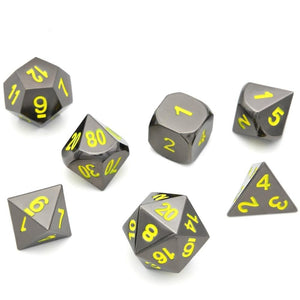 Yellow Chrome Cyberpunk Metal RPG DND Dice