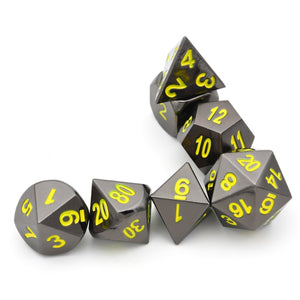 Yellow Chrome Cyberpunk Metal RPG DND Dice