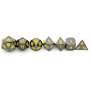 Yellow Chrome Cyberpunk Metal RPG DND Dice