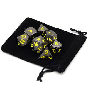 Yellow Chrome Cyberpunk Metal RPG DND Dice