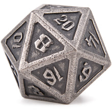 Load image into Gallery viewer, Giant Silver Metal 20 Sided Dice D20