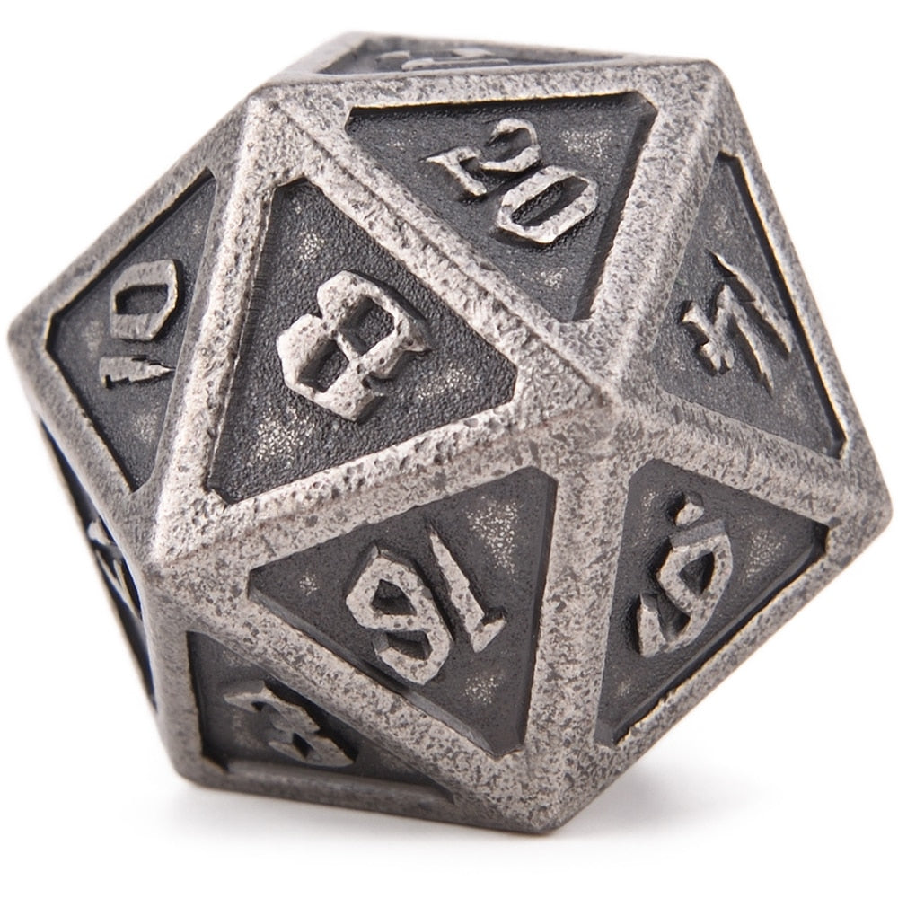 Giant Silver Metal 20 Sided Dice D20