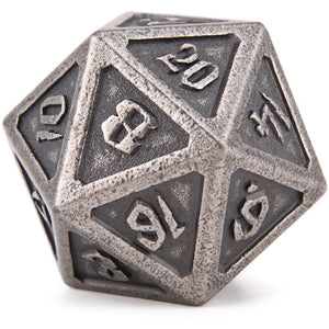 Giant Silver Metal 20 Sided Dice D20