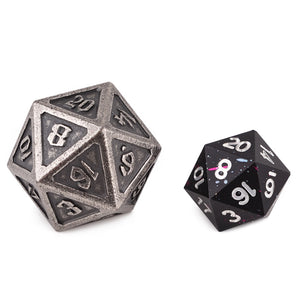 Giant Silver Metal 20 Sided Dice D20