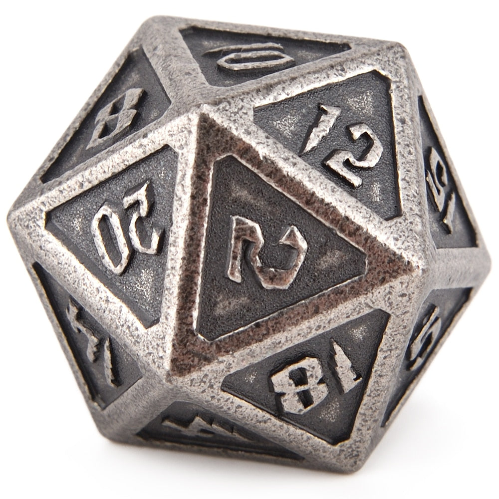 Giant Silver Metal 20 Sided Dice D20 - Masters and Magic™