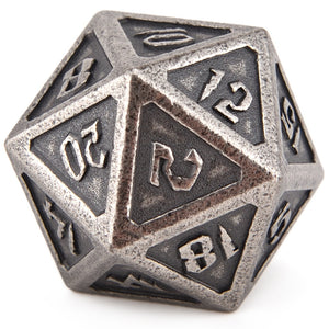 Giant Silver Metal 20 Sided Dice D20