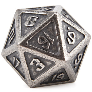 Giant Silver Metal 20 Sided Dice D20