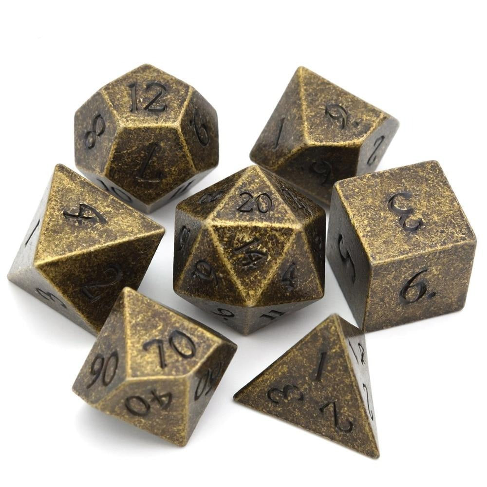 Mayan Gold Set 7pcs Metal DND Dice D4-D20