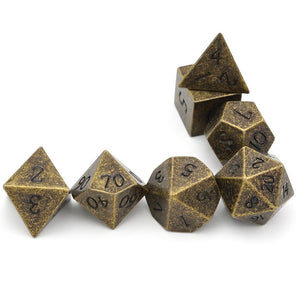 Mayan Gold Set 7pcs Metal DND Dice D4-D20