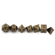 Load image into Gallery viewer, Mayan Gold Set 7pcs Metal DND Dice D4-D20